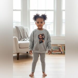 Gray Crewneck Sweater with Graphic Design